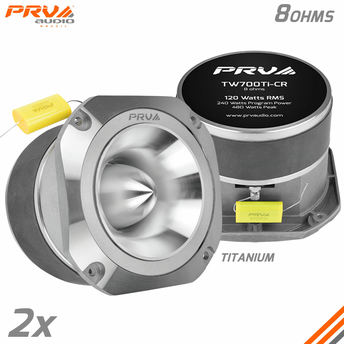2x PRV Audio TW700Ti-CR Bullet 4” Pro Tweeter 8 Ohm Titanium Car Audio 480W