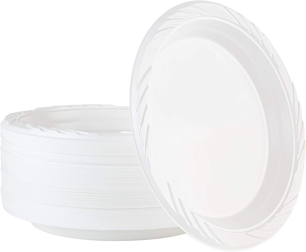 100 Count Disposable 7 Inch White Plastic Plates