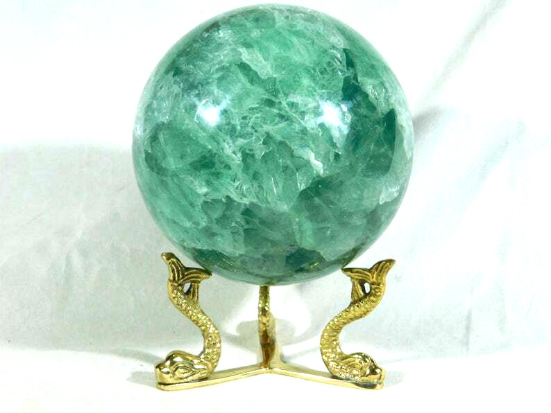 Sphere Stand DOLPHIN Design Brass Color Medium Size