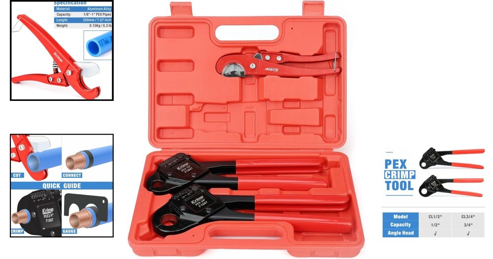 Pro-Grade iCrimp PEX Crimping Tool - 1/2'' & 3/4'' for Precision & Reliability