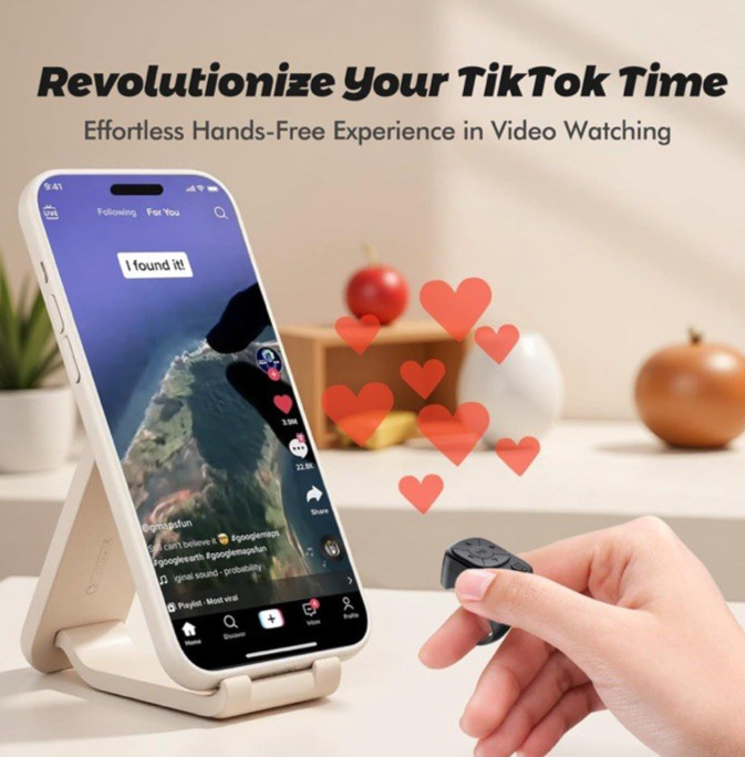 Tiktok Scrolling Ring Remote Control Suitable for Iphone, iPad, Pink , 2 Pack