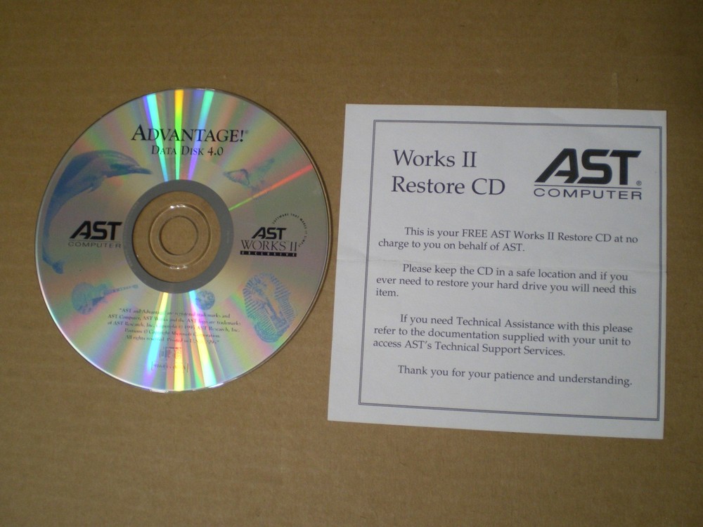 Advantage! Data Disk 4.0 AST Works II Restore CD