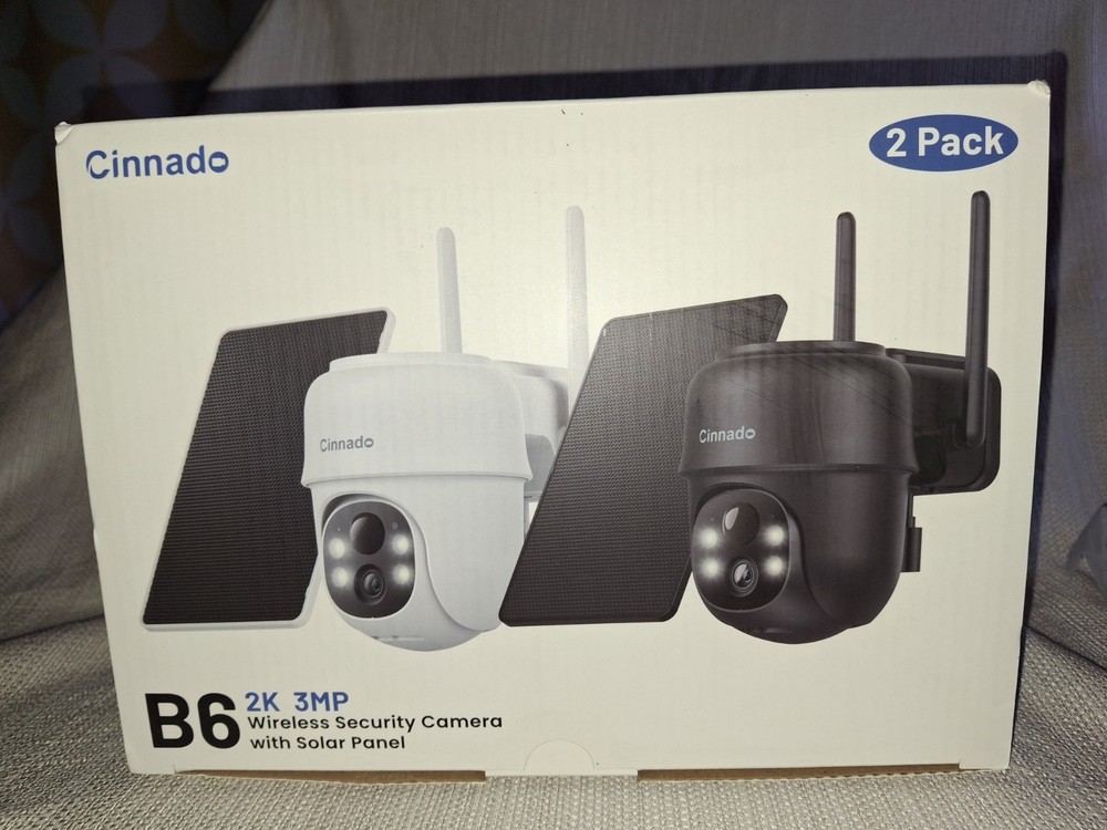 Cinnamon B6 2k 3MP Wireless Security Camera with Solar Panel 2 Pack White New