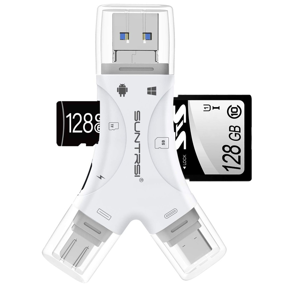 SD Card Reader for iPhone/ipad/Android/Mac/Computer/Camera,4 in1 Micro SD Card