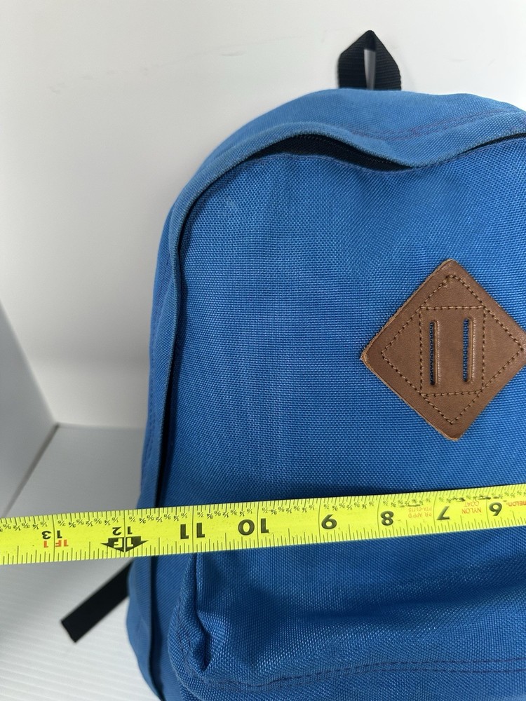 Vintage Wilderness Experience Hiking Backpack Blue Canvas Leather