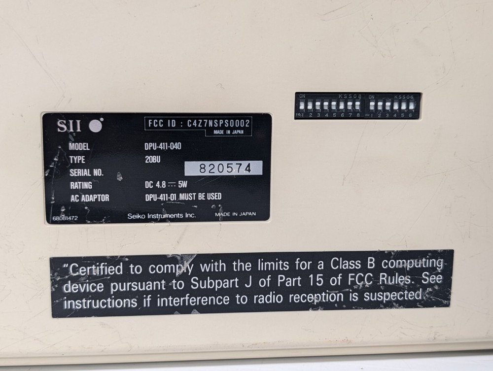 Seiko Instruments DPU411040 Thermal Printer Type II as pictured G2U