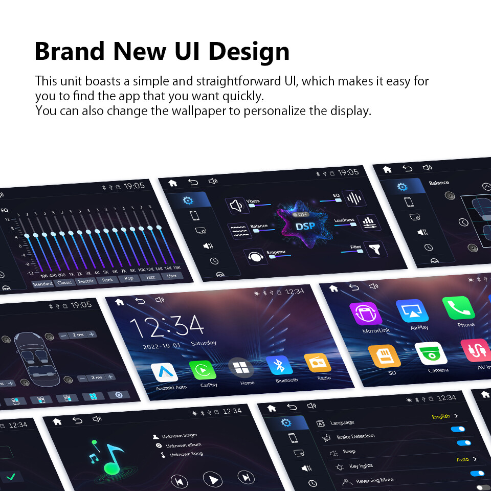 Eonon Double Din 7" inch QLED Android Auto CarPlay Car Radio Stereo GPS Navi DSP