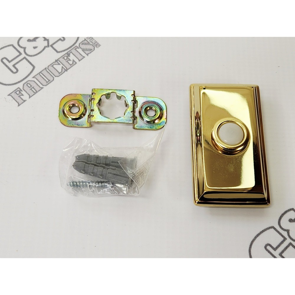 Baldwin 4860.003 Estate Rectangular Doorbell Button - Lifetime Polished Brass