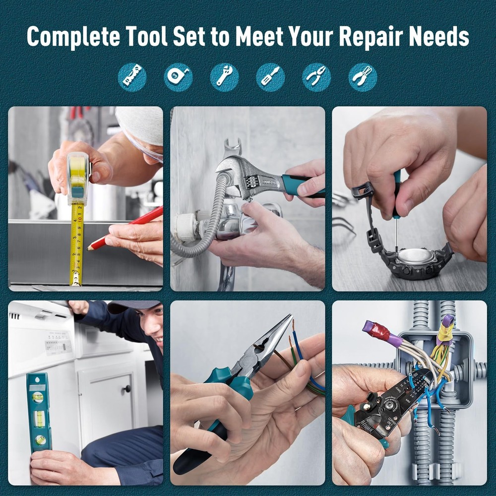 Home Tool Kit 281-PCs - Portable Complete Basic Repair General Hand Tool Sets...