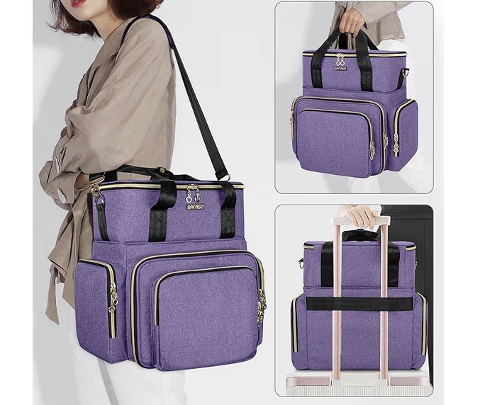 Bafaso Purple Cosmetics Case with Compartments and Removable Insert
