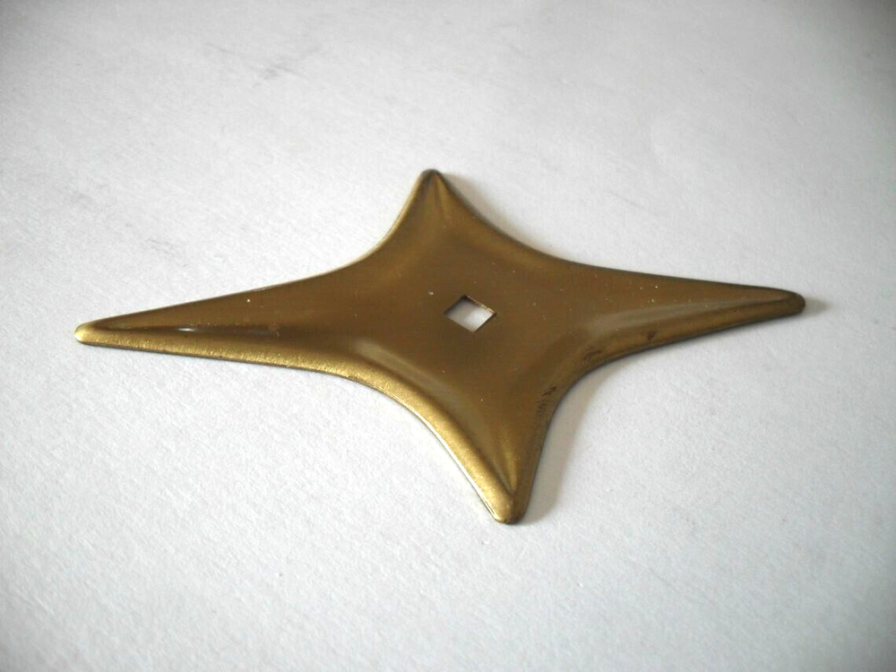 Vintage Satin Antique Brass Star Backplate for Drawer / Cabinet Knobs
