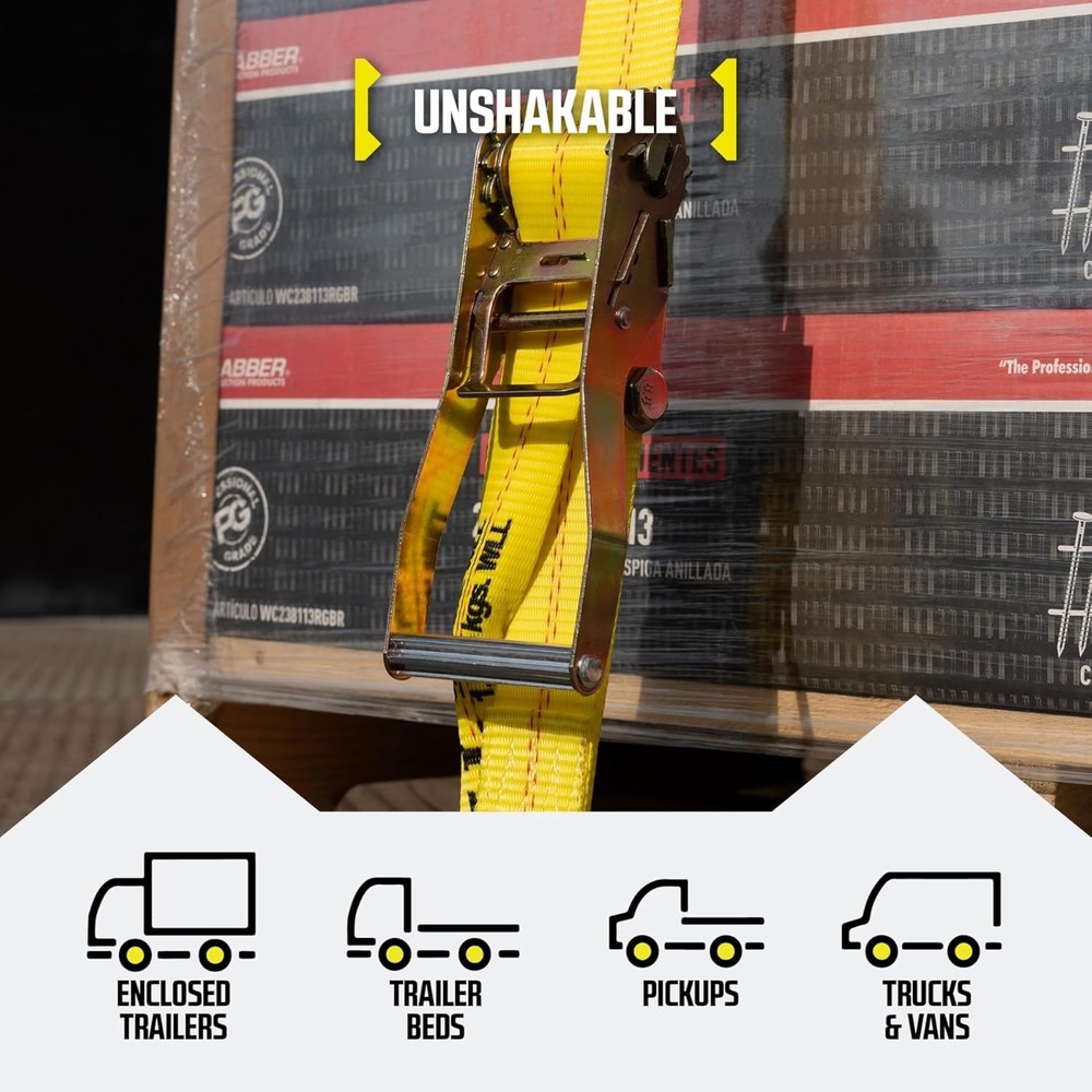 Professional Grade 8-Pack E-Track Ratchet Straps, 1000 lbs Safe Load Capacity