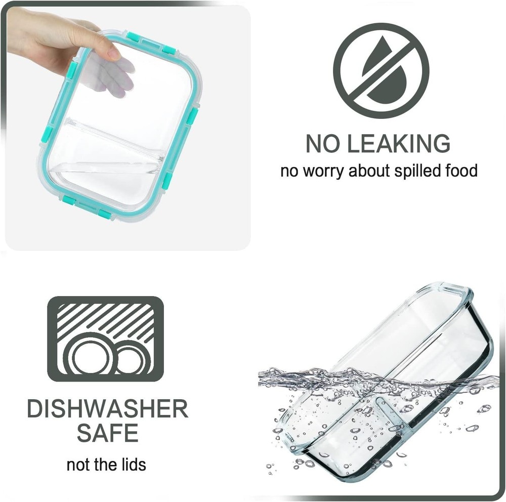 Stackable 30 Oz Borosilicate Glass Containers - 10-Pack for Meal Prep