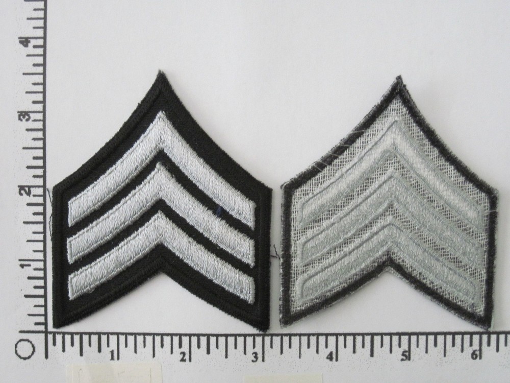 1 set (2 total) Sergeant stripes- black and silver (older)
