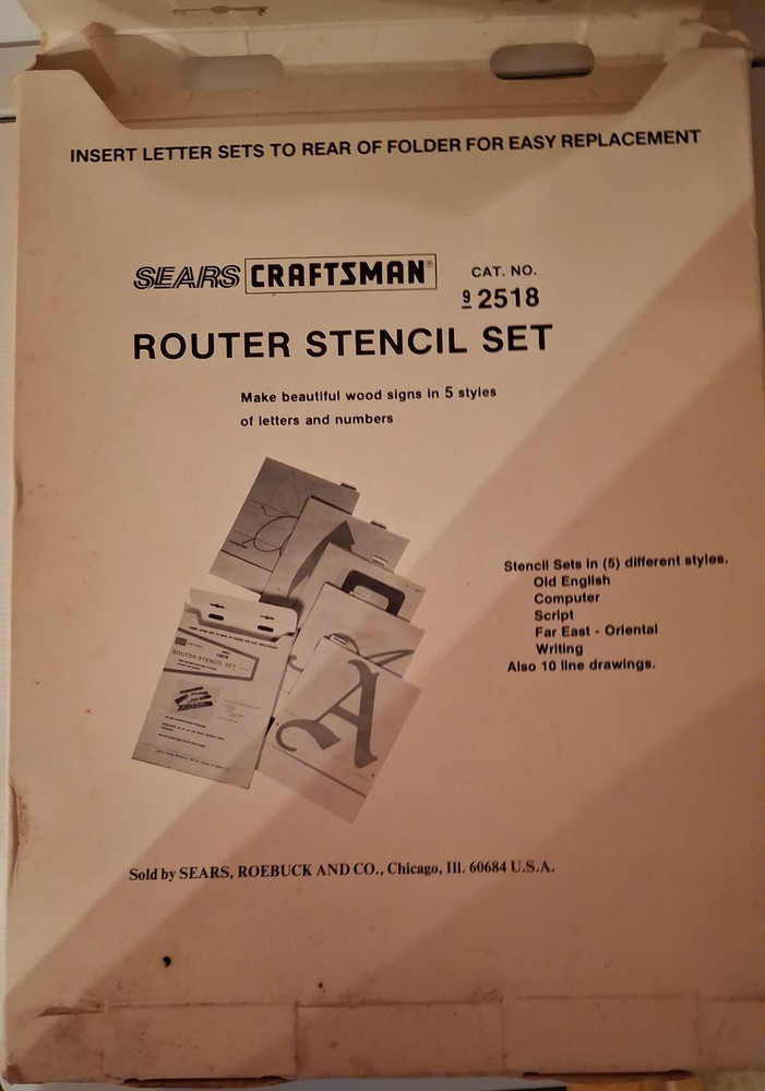 Sears Craftsman Router Stencil Set Model 2518