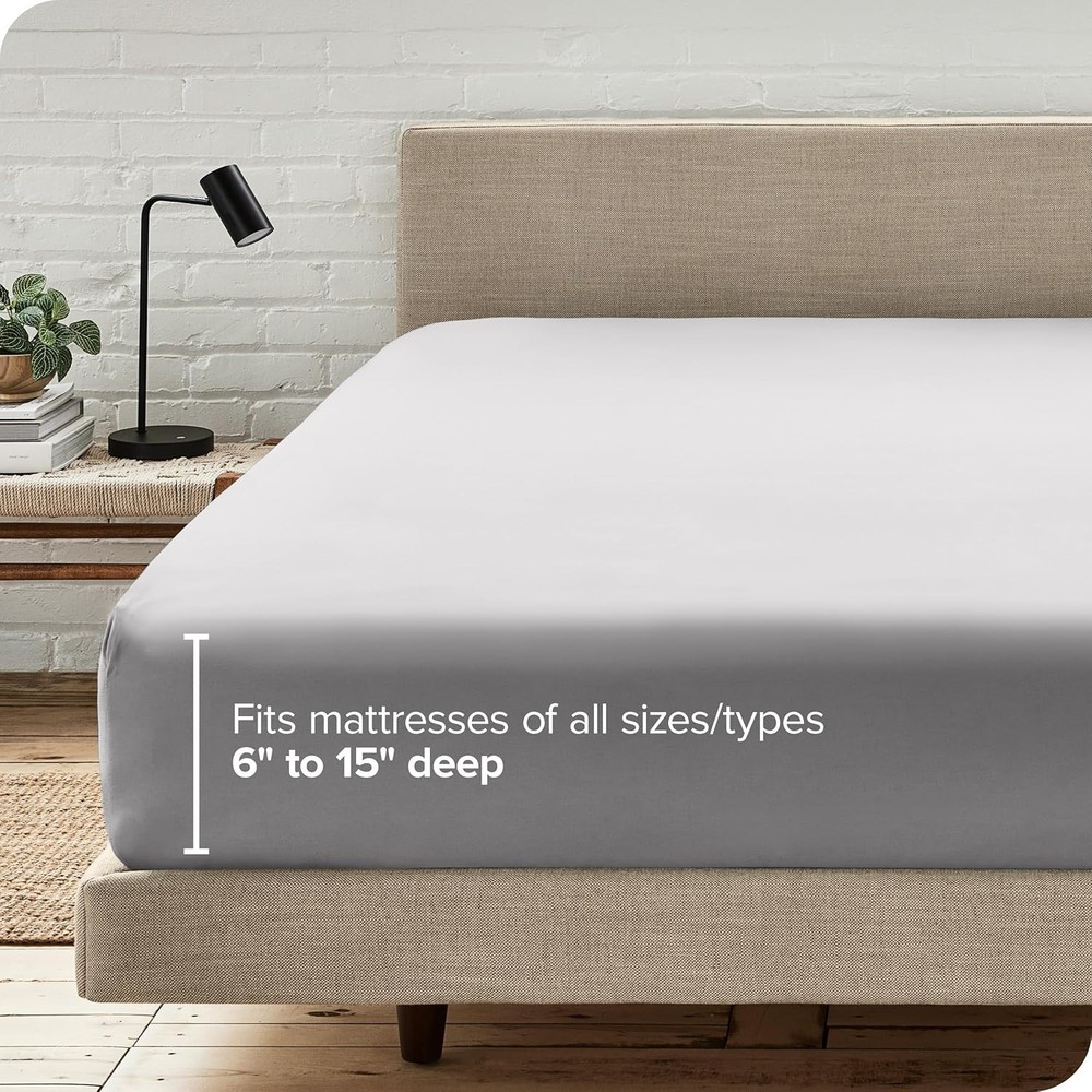 Luxurious King Size Fitted Sheet - 1800 Thread Count Microfiber, Light Grey