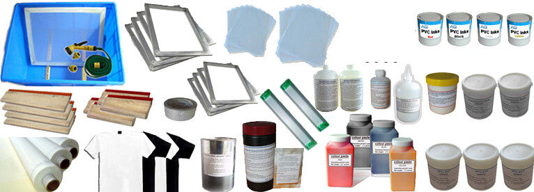 TECHTONGDA 4 Colors Screen Printing Materials Kit with Ink Squeegee