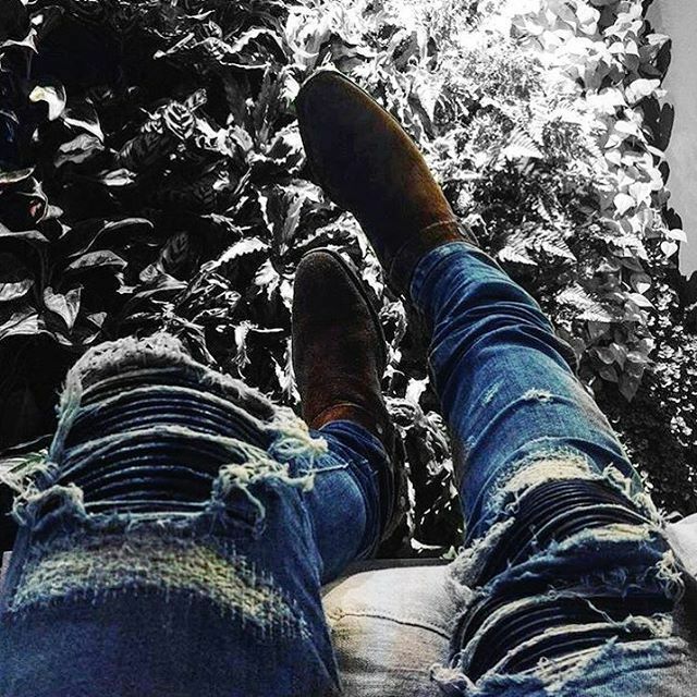 Men's Elastic Jeans Ripped Mesh Skinny Denim Casual Slim Fit Stretchable Pants