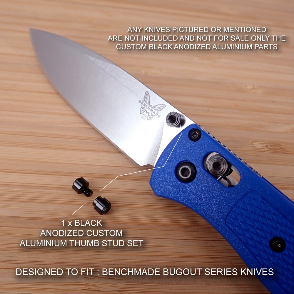 Benchmade 535 BUGOUT Custom Designed 2 Piece Thumb Stud Set - Anodized BLACK