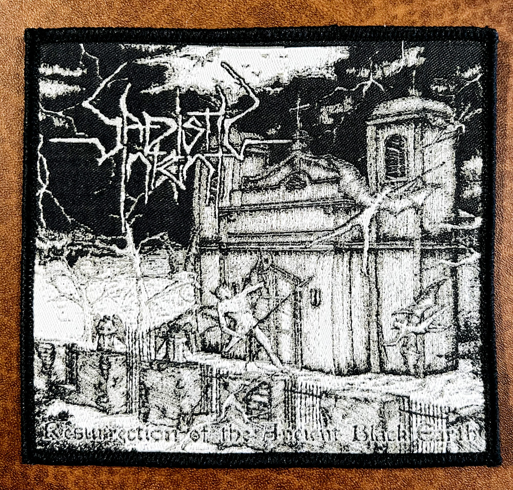 SADISTIC INTENT, SEW ON BLACK BORDER WOVEN PATCH