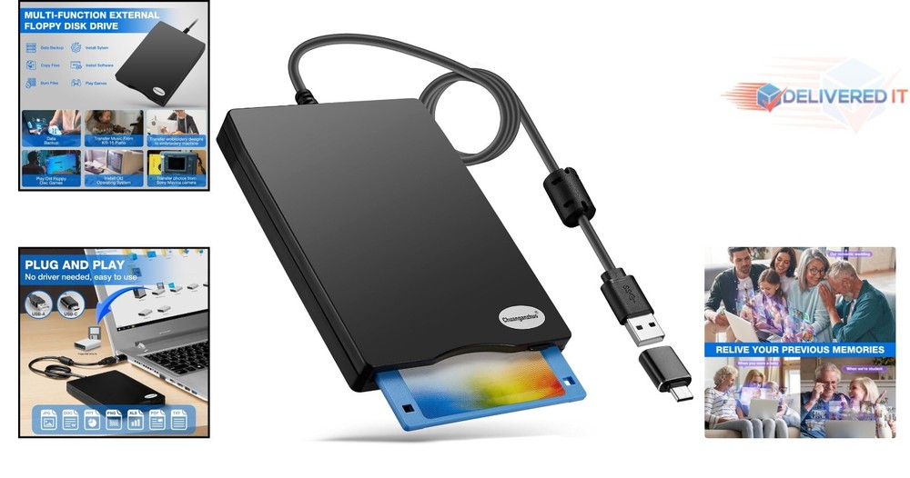 Floppy Disk Reader USB 3.5" Portable Compatible Windows Easy Data Retrieval