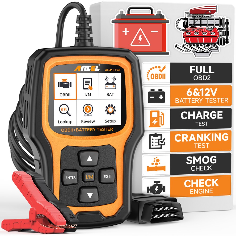 ANCEL AD410 Pro OBD2 Scanner Code Reader Diagnostic Battery Tester 100-2000 CCA