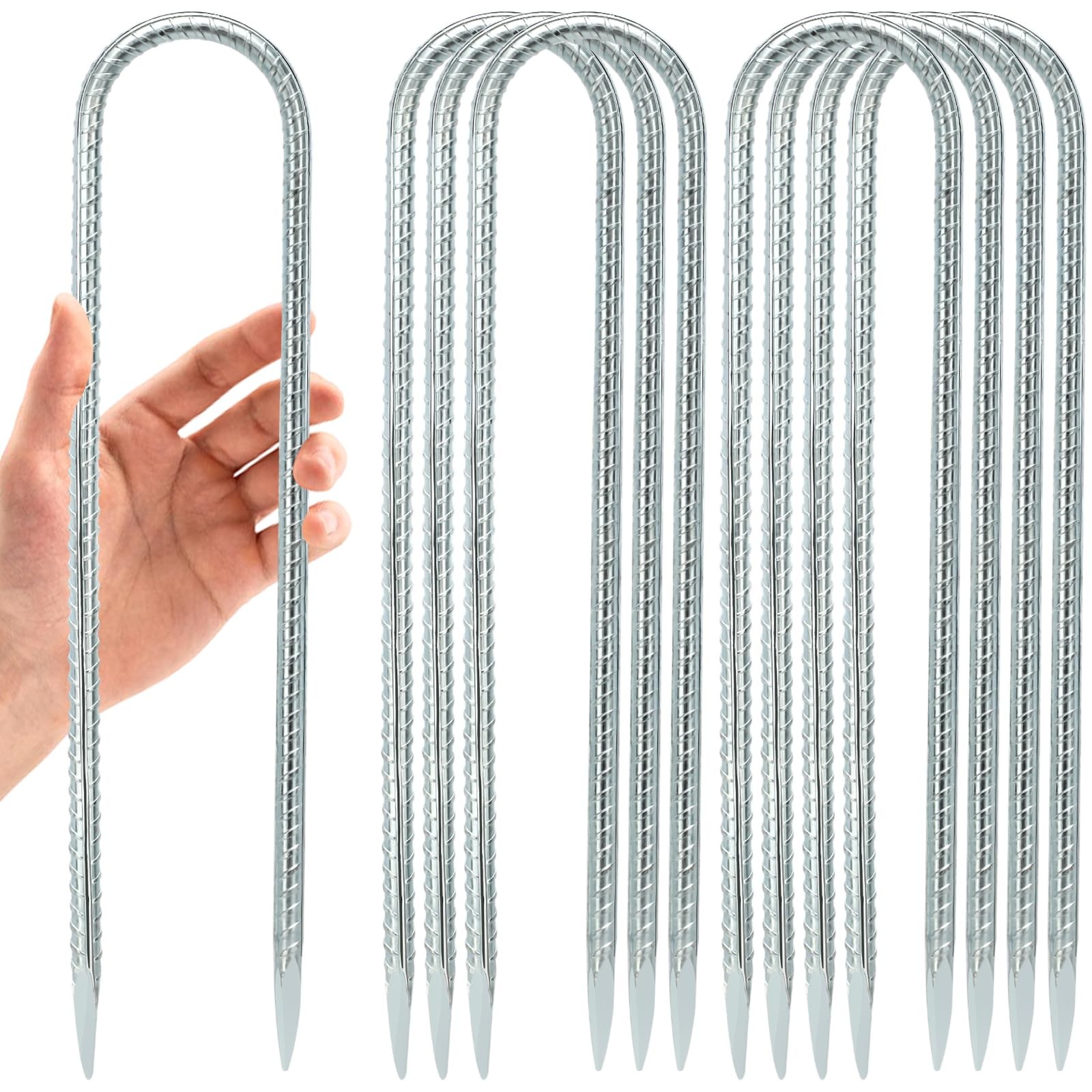 12 INCH 8 Pack Trampoline Stakes, U Shaped Ground Anchors Wind Stakes, Heavy ...