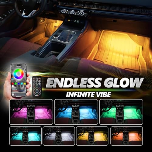 Aura Pro Interior Car Lights with App & Remote Control 4pc Single Row RGB