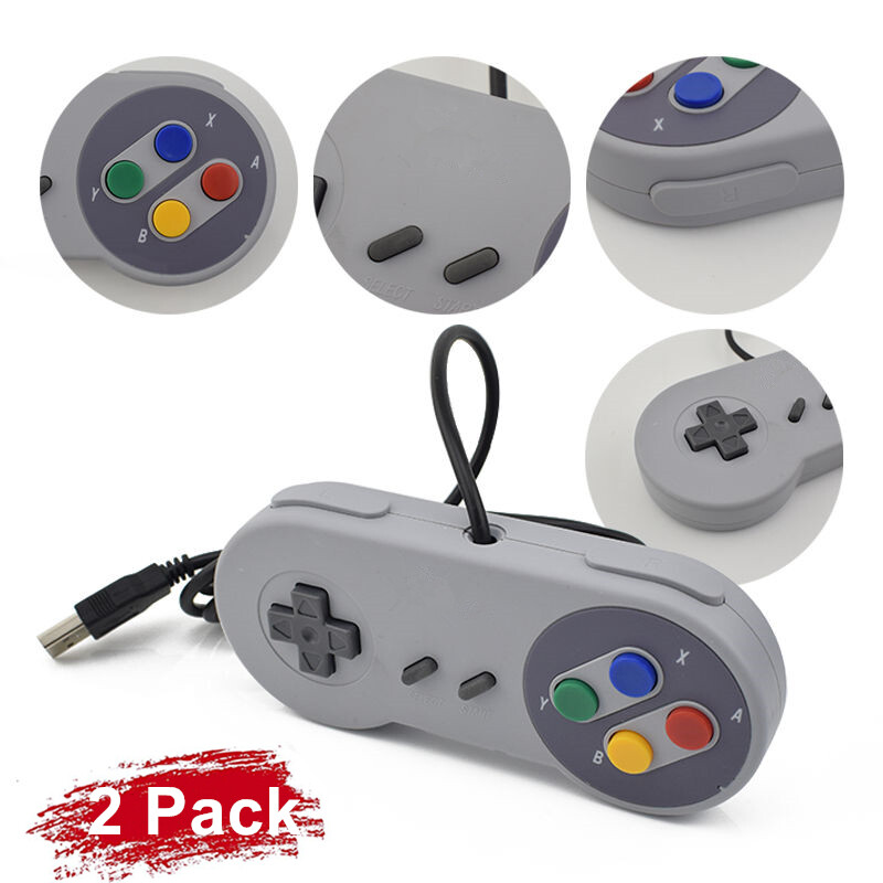 2 Pack iNNEXT SNES USB Super SNES Controller Gamepad for PC & MAC & Raspberry Pi