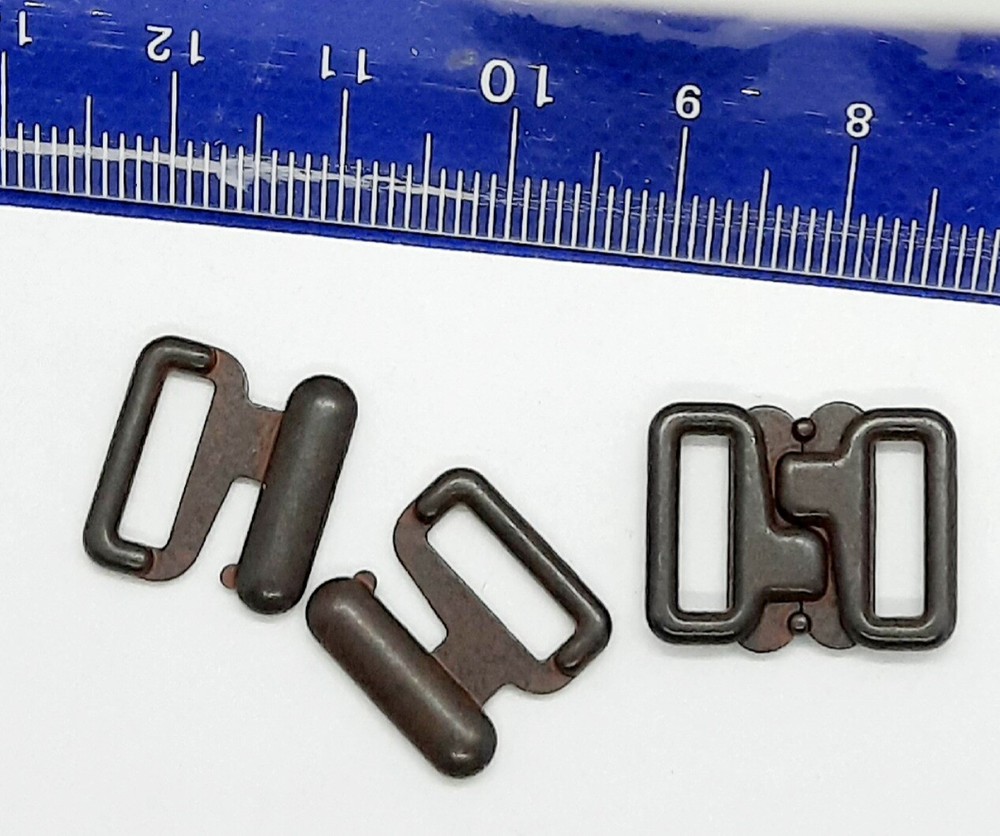 2 Piece 10mm Bikini Front Closure Rubber Buckle Metal Colour Rust