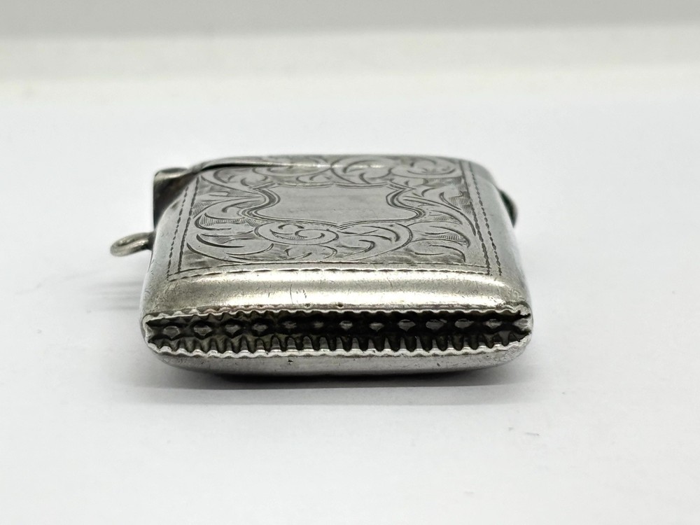 Antique Solid Sterling Silver Vesta Case Fob - Acanthus pattern - 24.5g