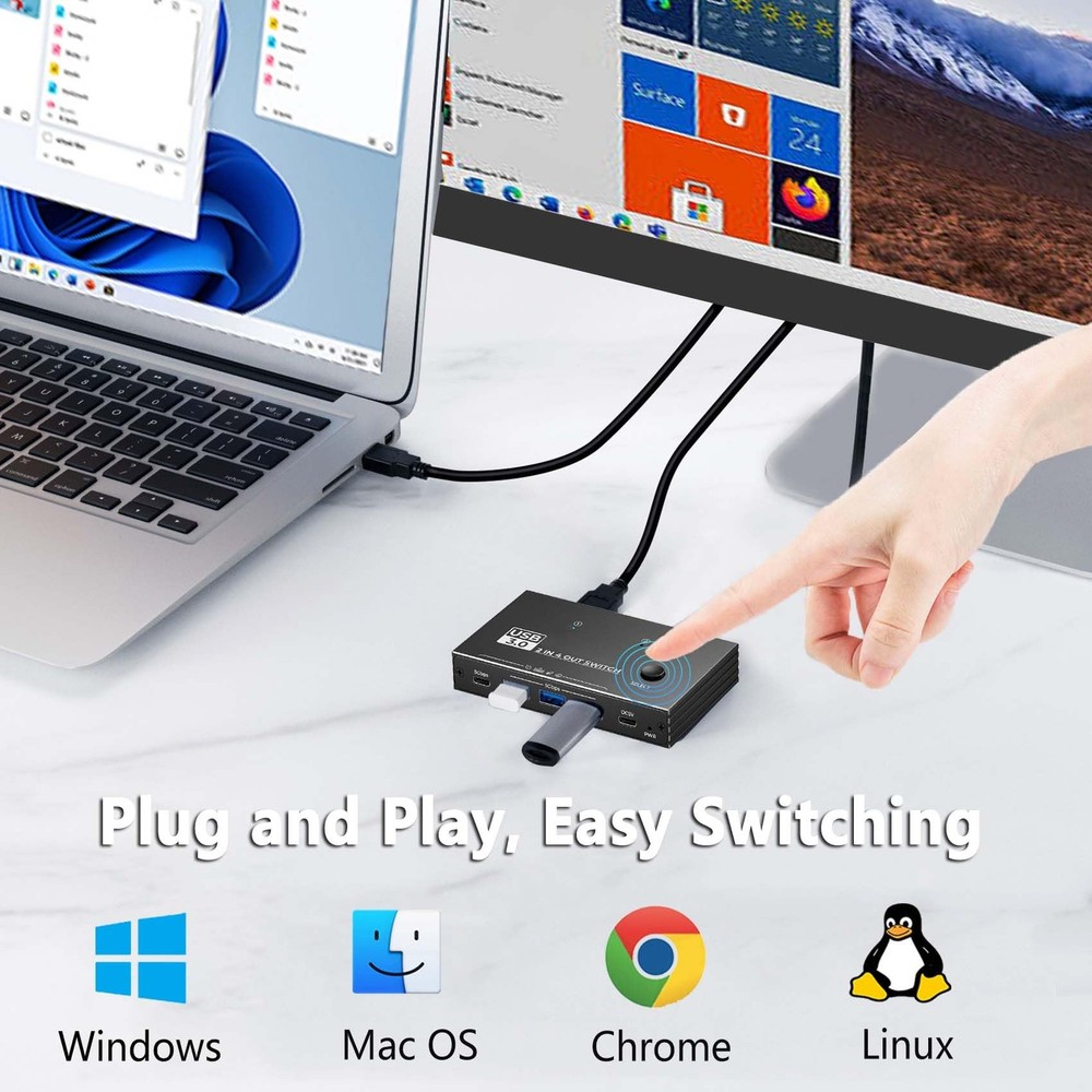 USB 3.0 Switch Selector,USB Switcher 2 Computers Sharing 3X Type A and 1x USB...