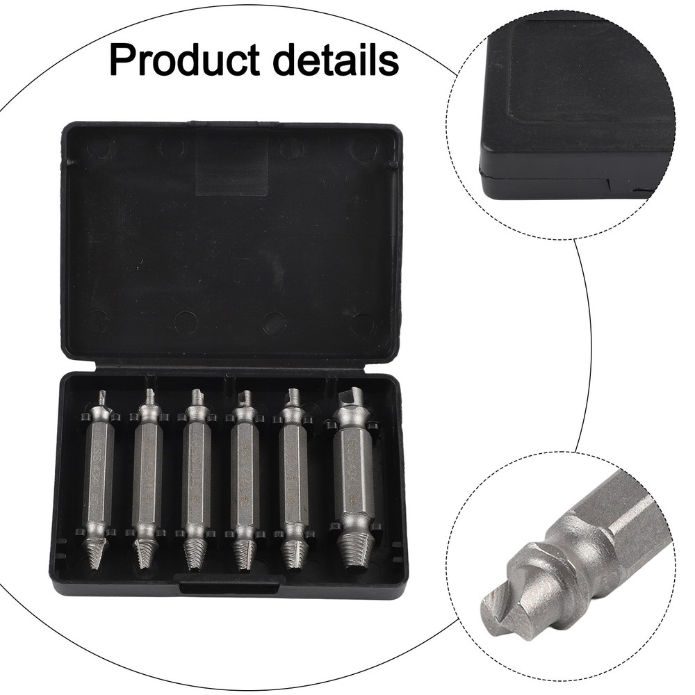 6PCS Screw Extractor Out Drill Bits Tool Set Broken Bolts Remover Protable