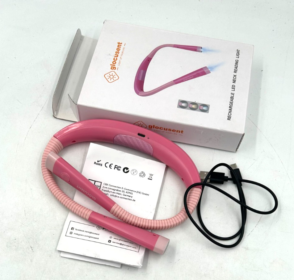 Glocusent Book Light, 3-Color & 6-Brightness Bendable Neck Light,