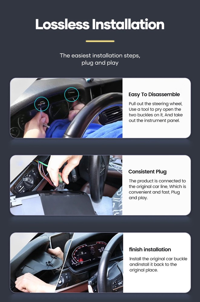 12.3 ''Digitale Dashboard with Steering Wheel Control LED Built-in Screen