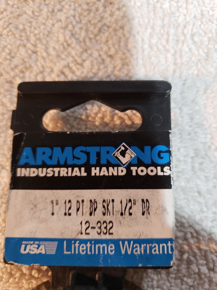 NEW 12-332 Armstrong 1/2" Drive 1" Deep Socket 12-Point Chrome