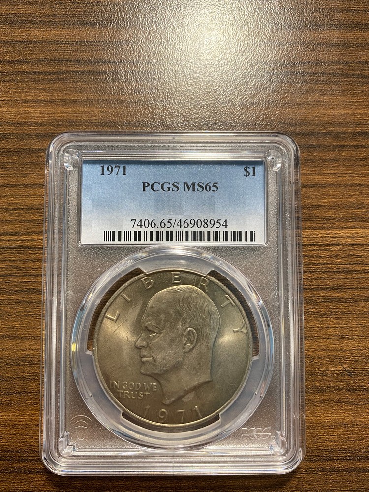 1971-P Eisenhower Ike Dollar $1 PCGS MINT STATE 65 MS 65 Type 1, Clad