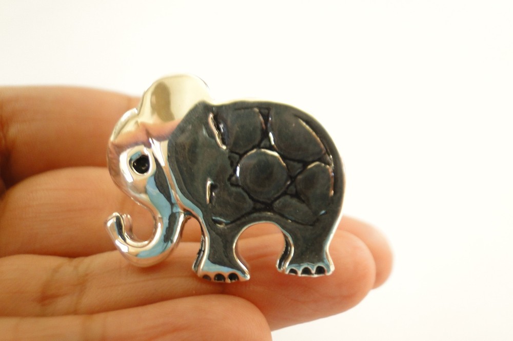 Elephant No Stone 925 Sterling Silver Ring Size 9 10