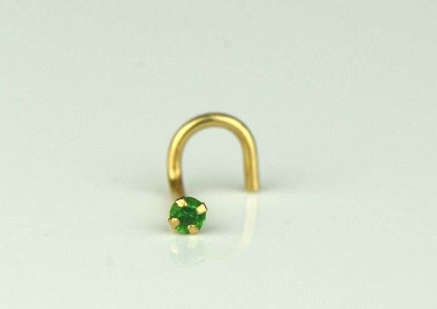 14k Yellow Gold Round Multi Colored CZ Nose Piercing