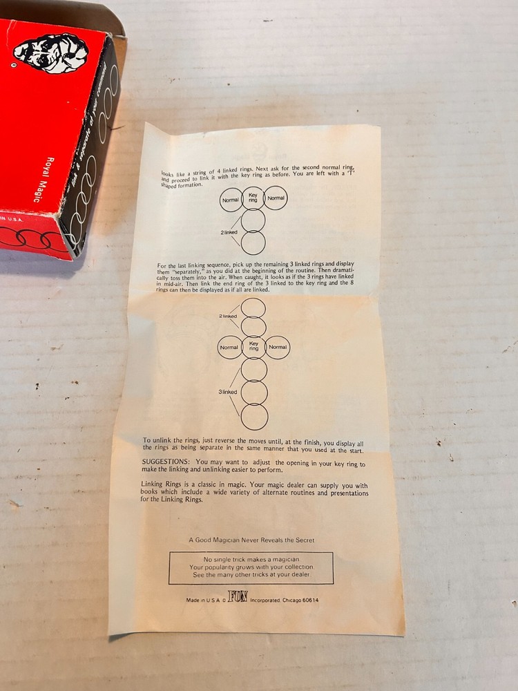 Royal Magic 5" Linking Rings w/Original Box & Instructions