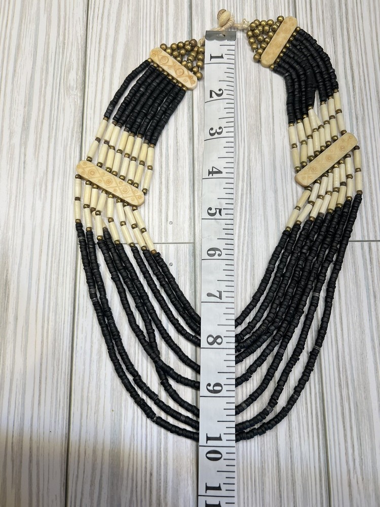Necklace Ethnic Beaded Multi-strand Carved Elements