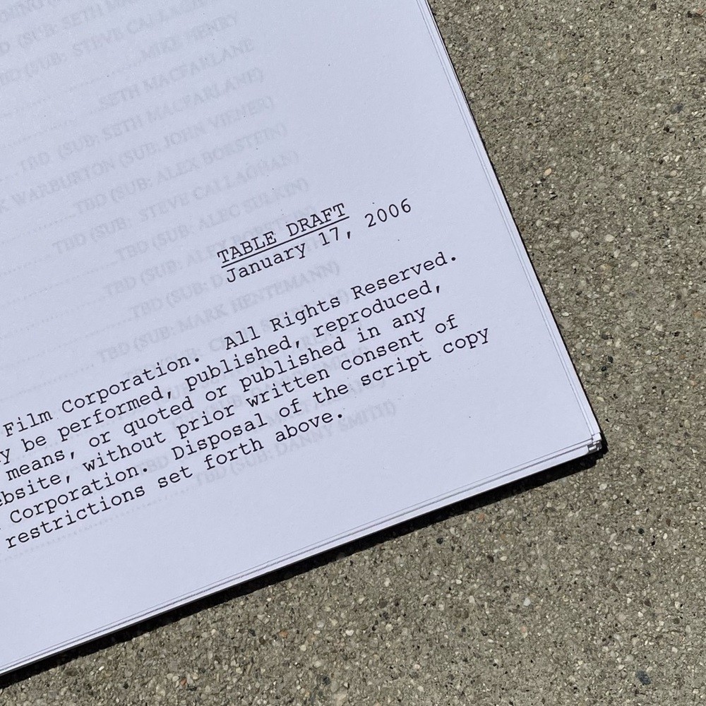 Family Guy SET 2006 Production Used Table Draft Scripts w/ Written Casting Notes