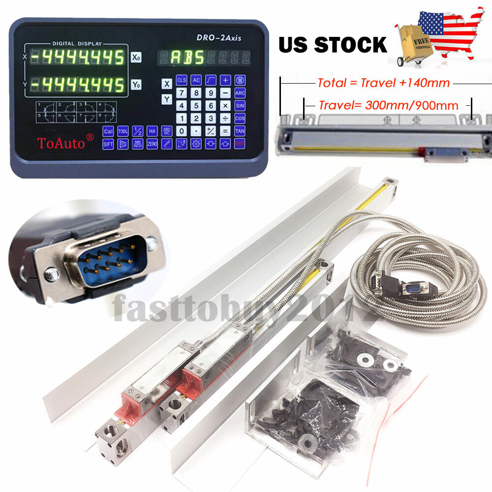 2Axis DRO 12" 36" Linear Scale Digital Readout Display for Lathe Bridgeport US
