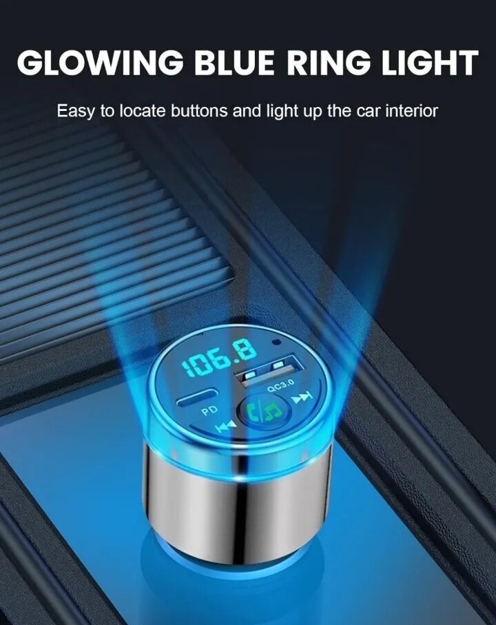 FM Transmitter for Car Bluetooth 5.3 [All-Metal] PD 30W & QC3.0 18W Fast Car 5pk