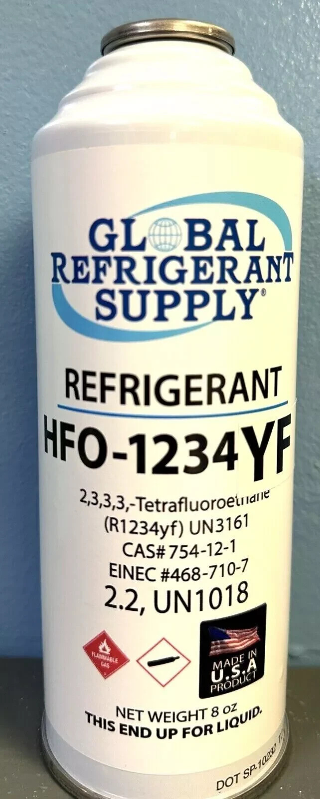 R1234yf, Refrigerant 8 oz Self-Sealing Can for Automotive A/C