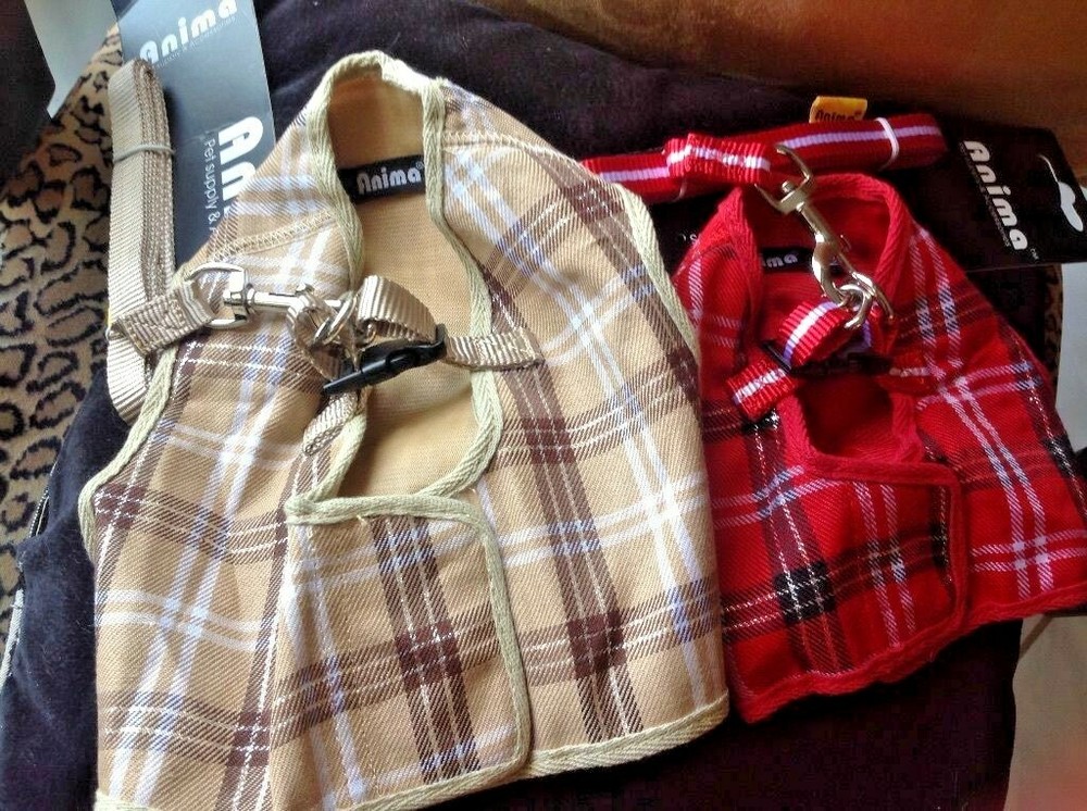 PLAID HARNESS & LEASH SET FOR DOGS & PETS