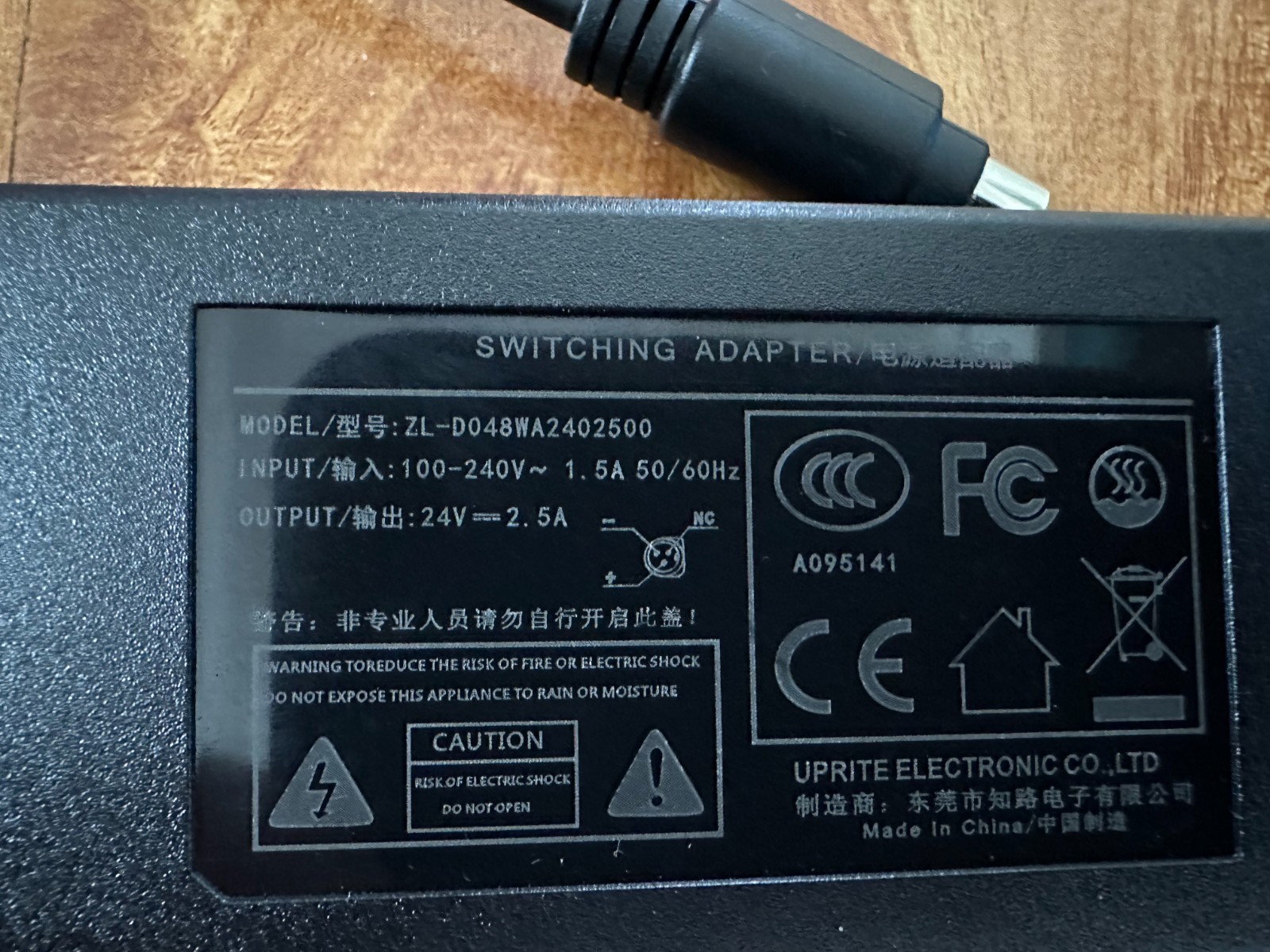 ZL-D048WA2402500 24V 2.5A 3Pin AC Adapter Power Supply Charger