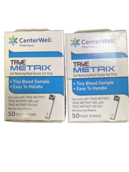 100 CenterWell True Metrix Diabetic Blood Glucose Test Strips Expire 4/27+