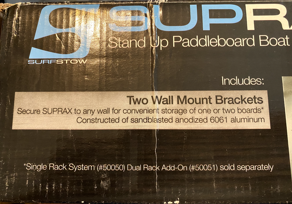 SurfStow SUPRAX Wall Mount Brackets for Rail Mount Single PaddleBoard Systems