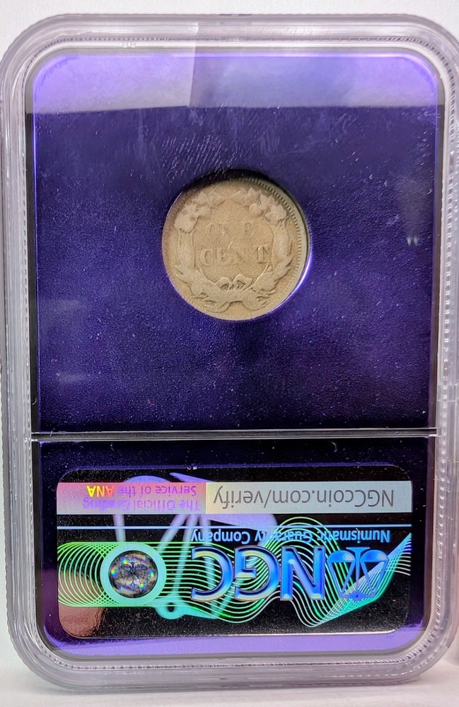 1858 FLYING EAGLE CENT ~ NGC BERT Sample Traderbea Purple Core Slab